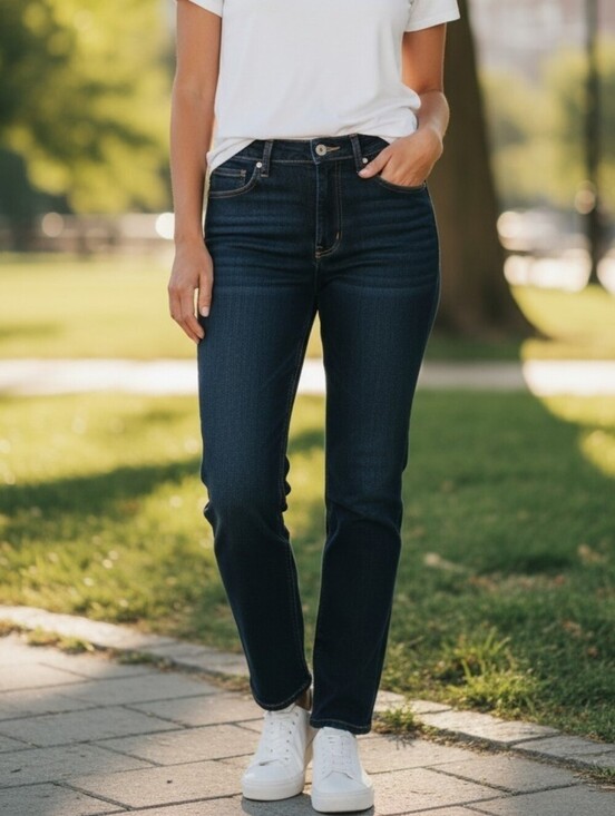 Express Denim - Women’s Dark Blue Straight Leg Jeans
